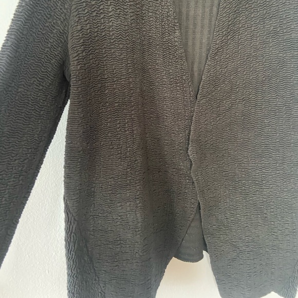Eileen Fisher Black Textured Silk Blend Open Cardigan Sweater Size Medium - Picture 4 of 8